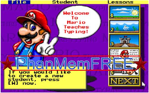 Các bài luyện gõ phím trong game Mario Teaches Typing