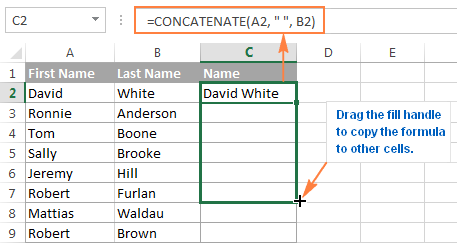Kết hợp hai cột trong Excel