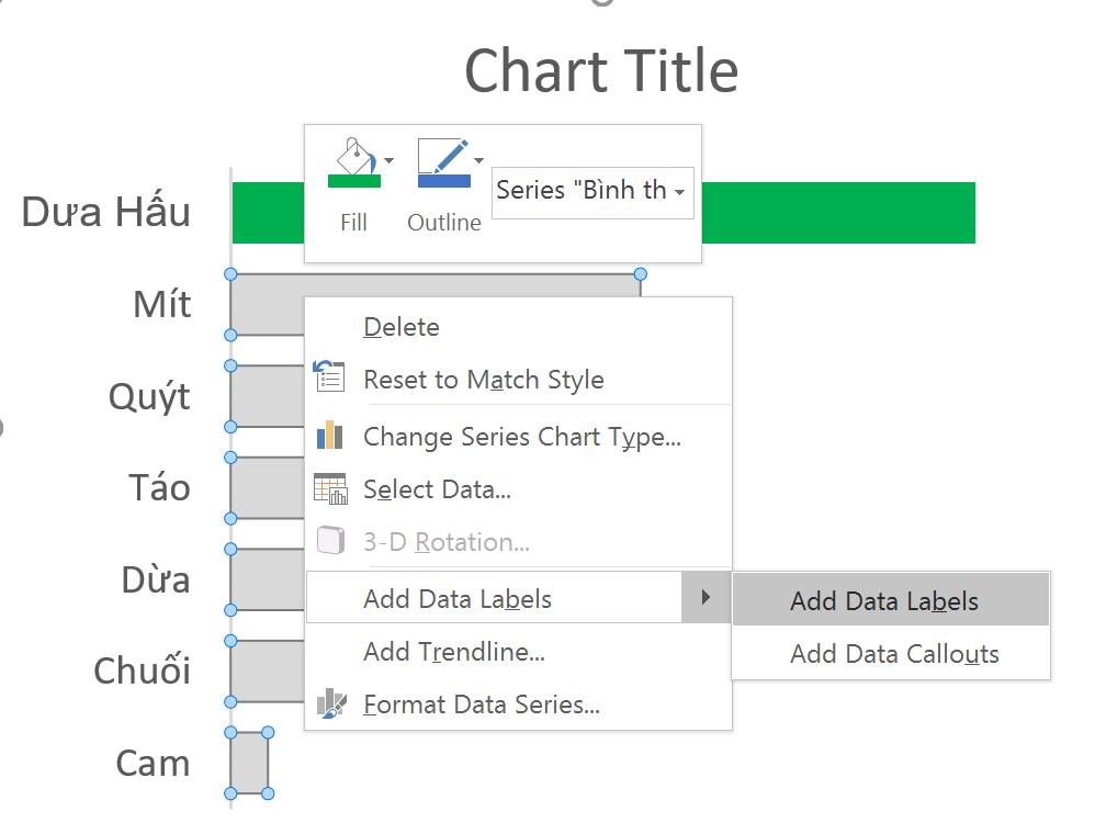 Làm nổi bật cột trong biểu đồ Excel
