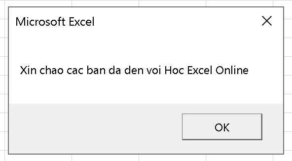 MsgBox trong Excel VBA