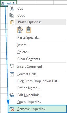 Removing a hyperlink in Excel