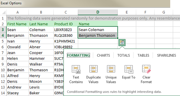 Sử dụng Tự động điền trong Excel