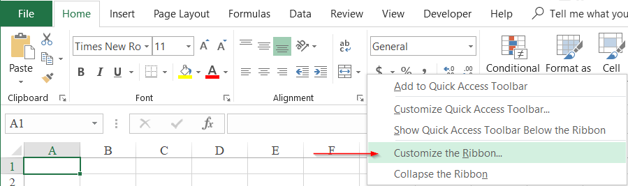 Thanh công cụ trong Excel