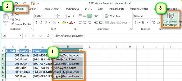 Màu dữ liệu trùng lặp trong Excel