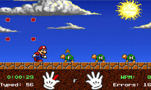 Thực hành gõ chính xác trong trò chơi Mario dạy đánh máy