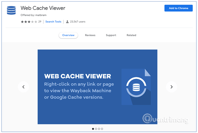 Trình xem bộ nhớ cache trên web của tiện ích mở rộng Chrome