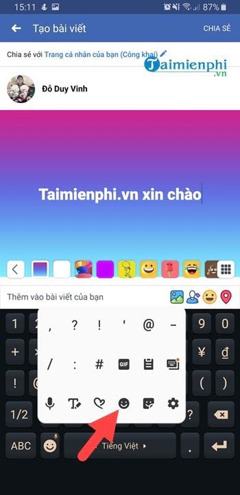 Cách sử dụng biểu tượng Facebook tiếng Việt trên điện thoại 8