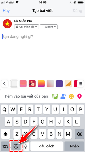 Cách sử dụng biểu tượng Facebook tiếng Việt trên biểu tượng điện thoại di động