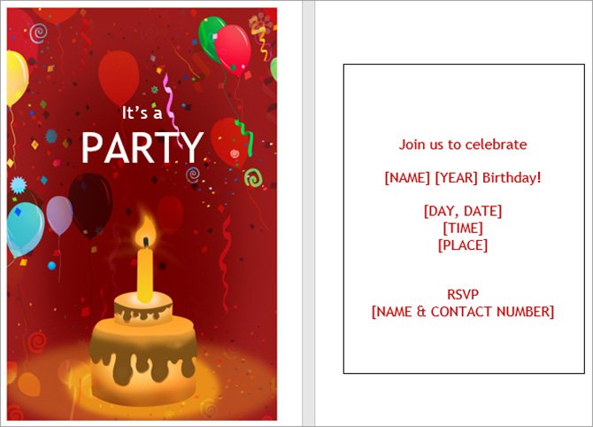 Lời mời sinh nhật có thể in