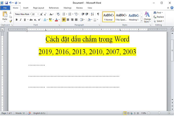 Cach Tao Dong Cham Trong Word