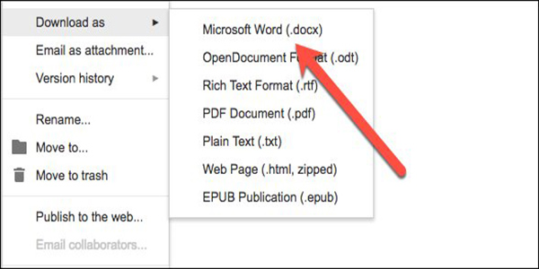 Google Docs Download as Microsoft Word