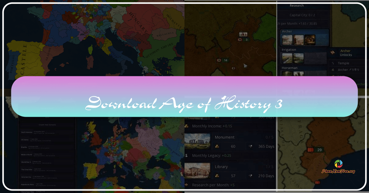 Age of History 3 offers a deep grand strategy experience with historical depth and complex gameplay mechanics. /images/download-age-of-history-3.png