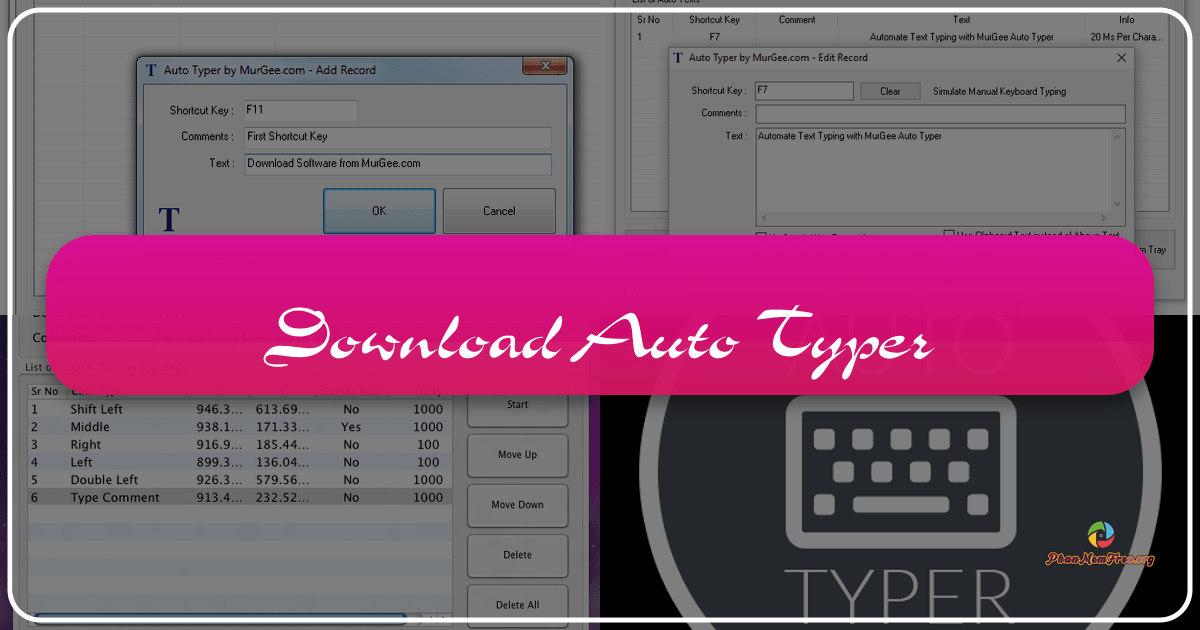 Auto Typer streamlines workflows by automating repetitive text entry with customizable keyboard shortcuts. /images/download-auto-typer.png