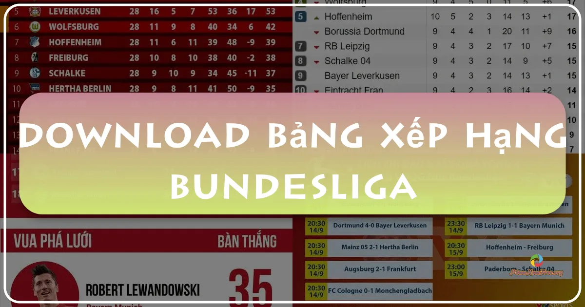 Bảng Xếp Hạng Bundesliga: Cập Nhật Mới Nhất và Thông Tin Giải Đấu