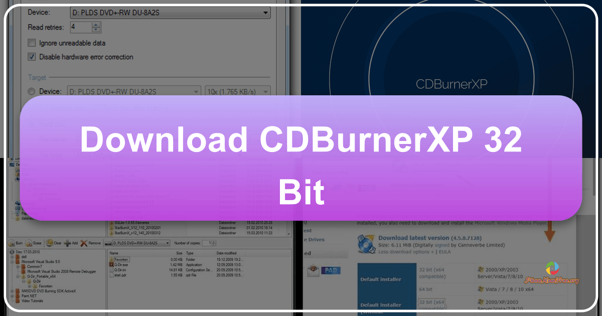 CDBurnerXP 32-bit offers a free and comprehensive disc burning solution with various features and user-friendly interface. /images/download-cdburnerxp-32-bit.png