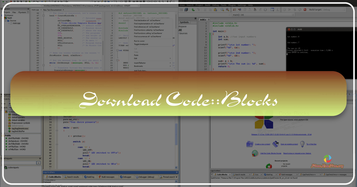 Code::Blocks: A free, open-source IDE with flexibility and ease of use for smaller programming projects and development tasks. /images/download-codeblocks.png