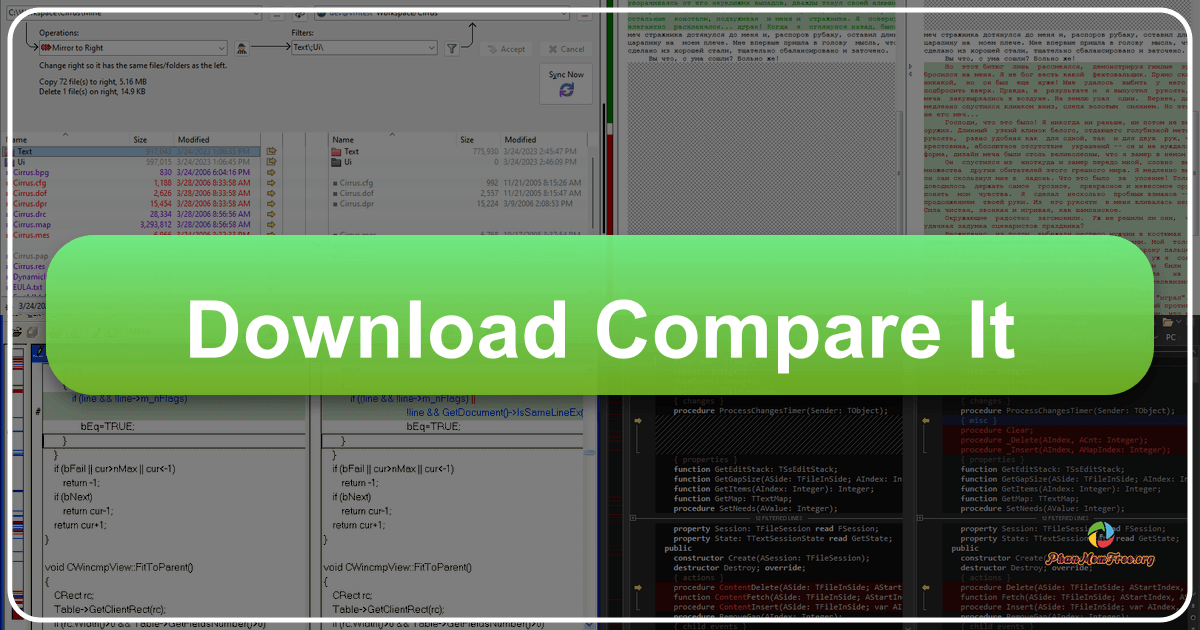 Review of Compare It!, a discontinued file comparison utility, highlighting its features and historical significance in software development. /images/download-compare-it.png
