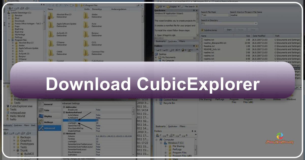 CubicExplorer: A free, powerful, and user-friendly file manager with tabbed browsing and built-in text editing capabilities. /images/download-cubicexplorer.png