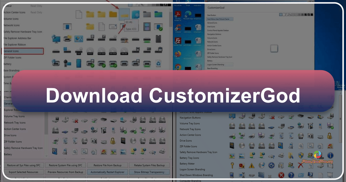 CustomizerGod simplifies Windows personalization with a lightweight and user-friendly interface for icons, cursors, and themes customization. /images/download-customizergod.png