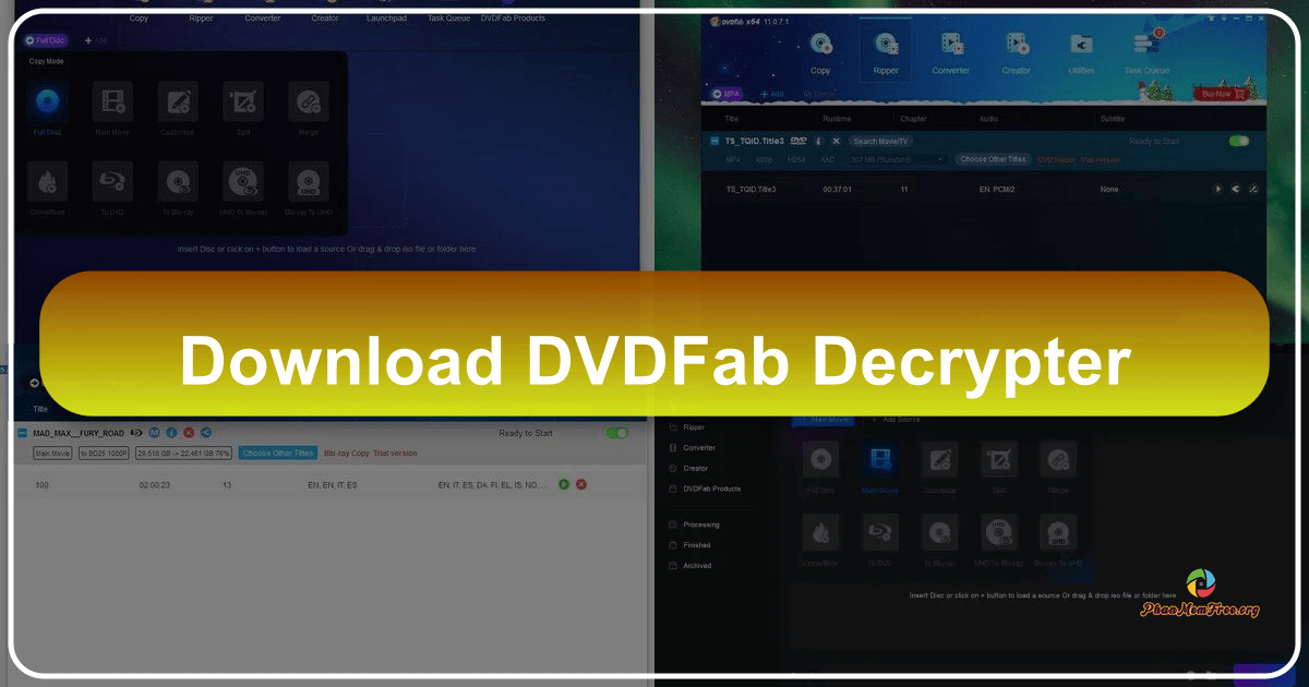 DVDFab Decrypter offers comprehensive DVD and Blu-ray management solutions with copying, ripping, and burning capabilities. /images/download-dvdfab-decrypter.png