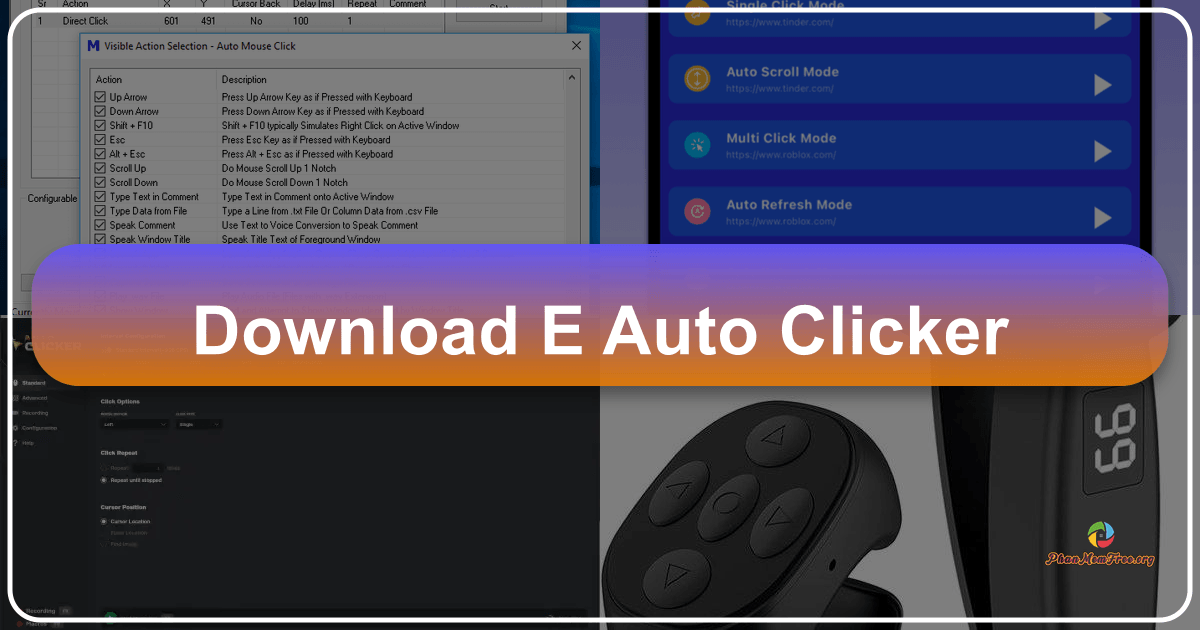 E Auto Clicker automates mouse clicks with customizable intervals and click types for various applications and tasks efficiently. /images/download-e-auto-clicker.png