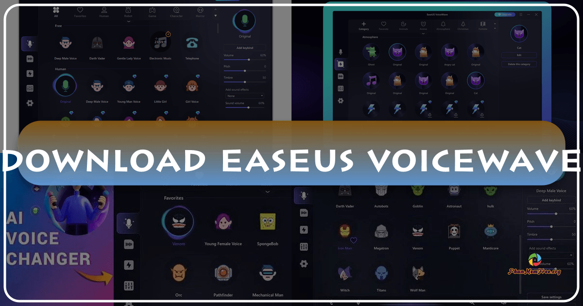 EaseUS VoiceWave: A free, AI-powered voice changer for real-time modifications and effects. /images/download-easeus-voicewave.png
