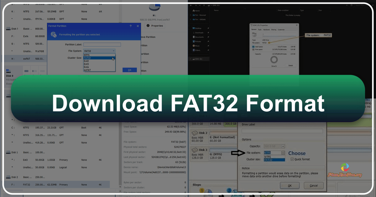 FAT32 Format utility overcomes Windows limitations for large drive formatting with a user-friendly interface and broad compatibility. /images/download-fat32-format.png