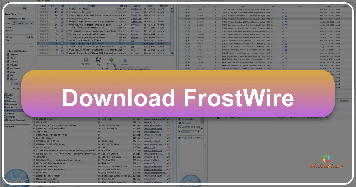 FrostWire: a free, open-source peer-to-peer file-sharing client with robust features and functionalities. /images/download-frostwire.png