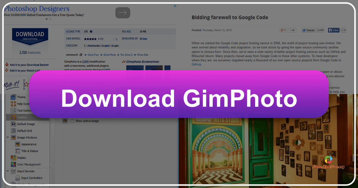 GimPhoto offers a free, user-friendly alternative to Adobe Photoshop with improved interface and integrated GIMP plugins. /images/download-gimphoto.png