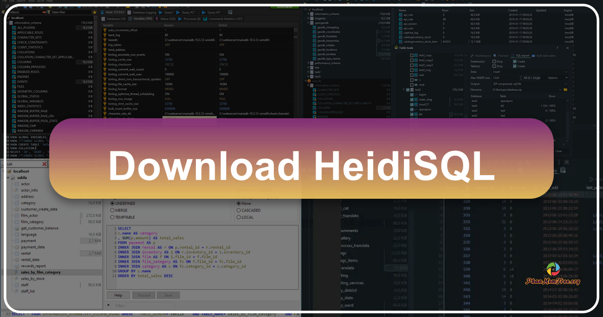 HeidiSQL: A free, open-source tool for managing MySQL databases with a user-friendly graphical interface and robust features. /images/download-heidisql.png