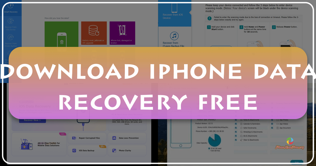 Recover lost iPhone data with free software and methods, and learn how to prevent future data loss incidents effectively. /images/download-iphone-data-recovery-free.png
