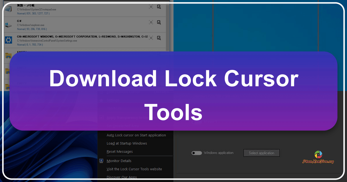 Lock Cursor Tools: A free utility to restrict mouse cursor movement for improved focus and workflow efficiency on Windows PCs. /images/download-lock-cursor-tools.png