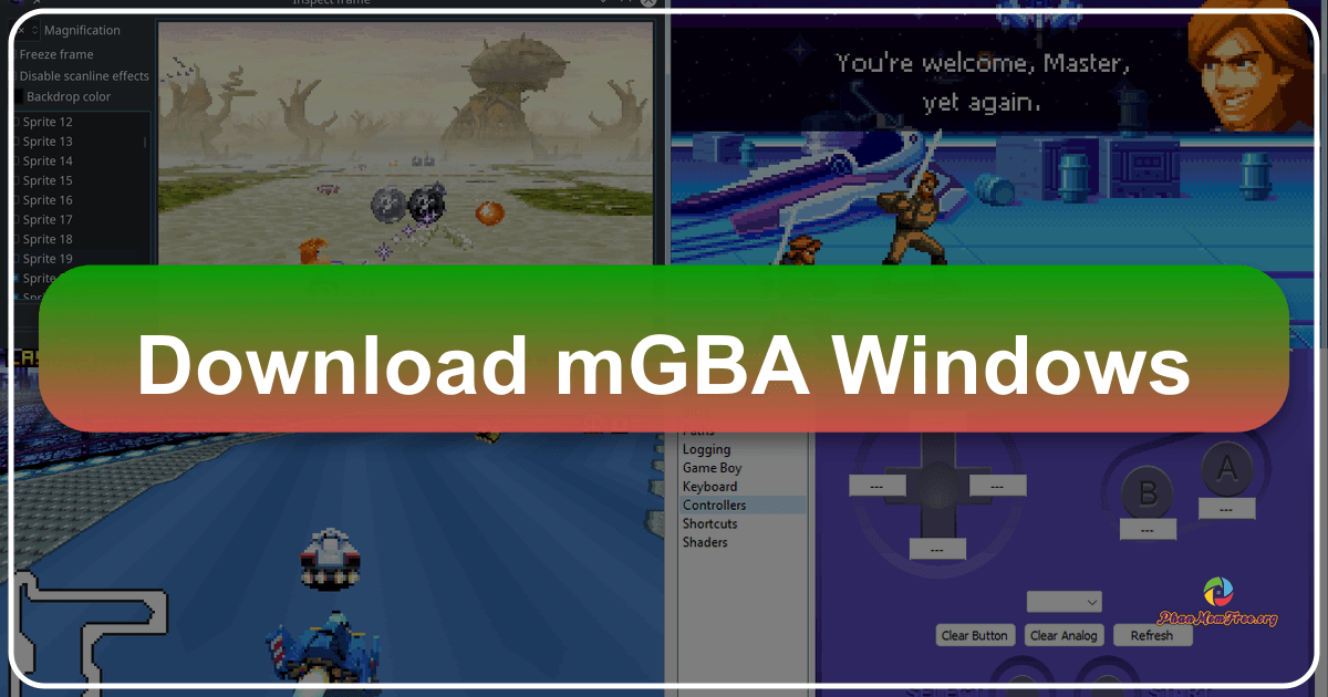mGBA: A free, open-source Game Boy emulator for Windows with high accuracy and speed. /images/download-mgba-windows.png