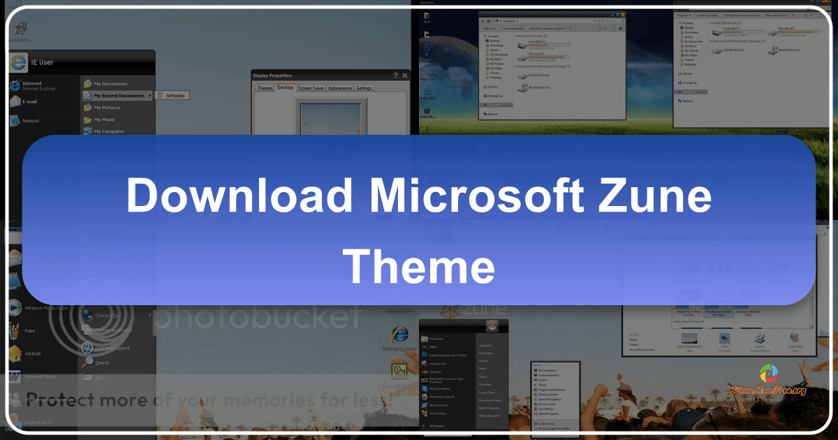 The Microsoft Zune Theme: a nostalgic Windows XP theme reflecting the Zune's unique aesthetic and design philosophy. /images/download-microsoft-zune-theme.png