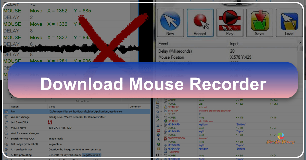 Mouse Recorder software automates mouse movements and clicks for efficient task repetition and automation purposes, with various applications. /images/download-mouse-recorder.png
