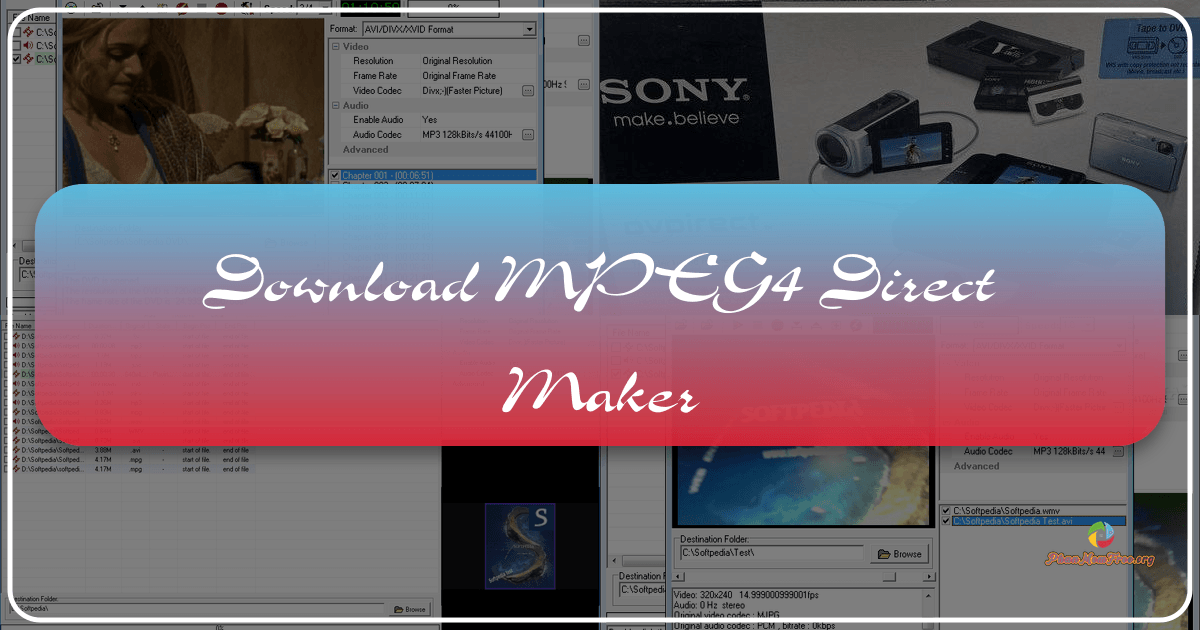 MPEG4 Direct Maker: A historical video encoding software for converting videos to DivX format, now obsolete. /images/download-mpeg4-direct-maker.png