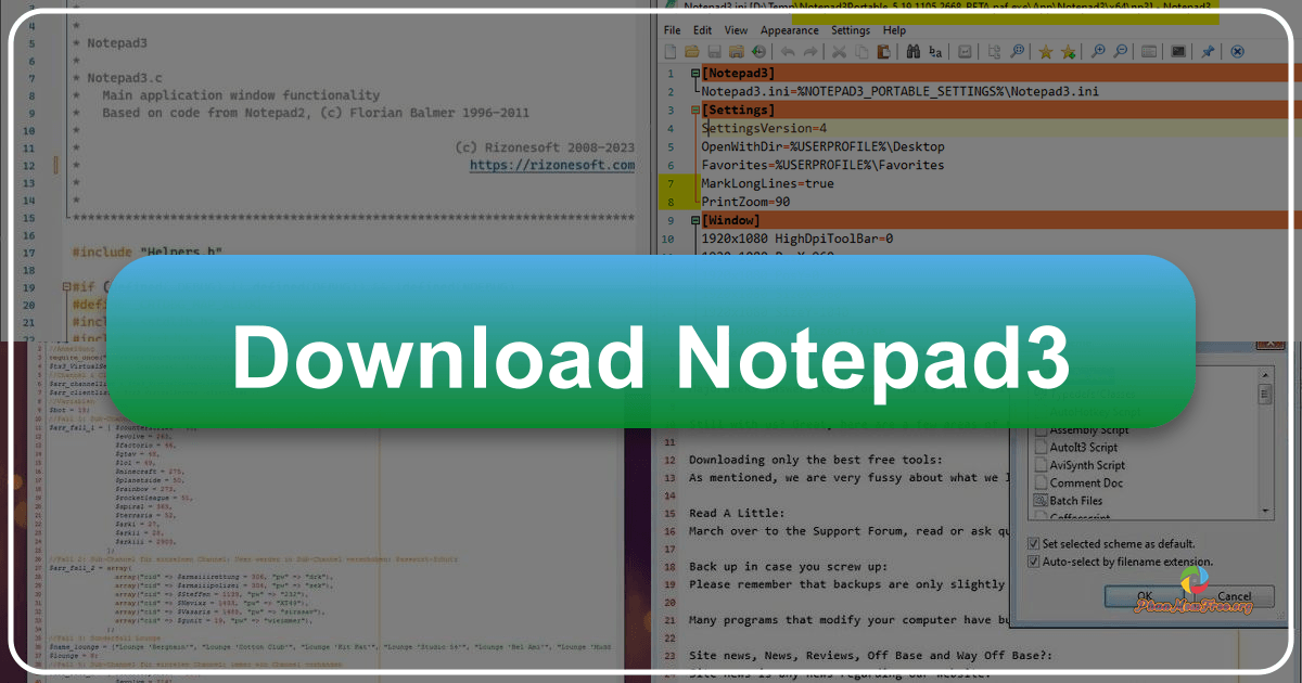 Notepad3: a lightweight, efficient, and free text editor for Windows with a modern interface and basic functionalities. /images/download-notepad3.png