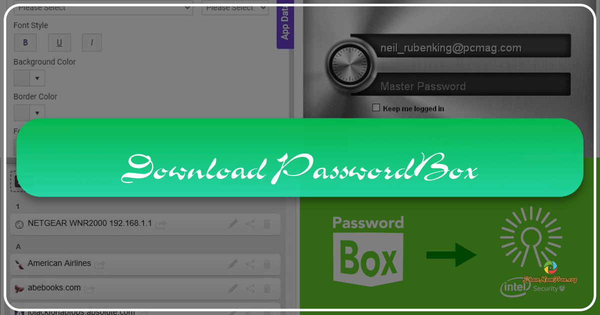 PasswordBox simplifies online security by storing and encrypting passwords securely. /images/download-passwordbox.png
