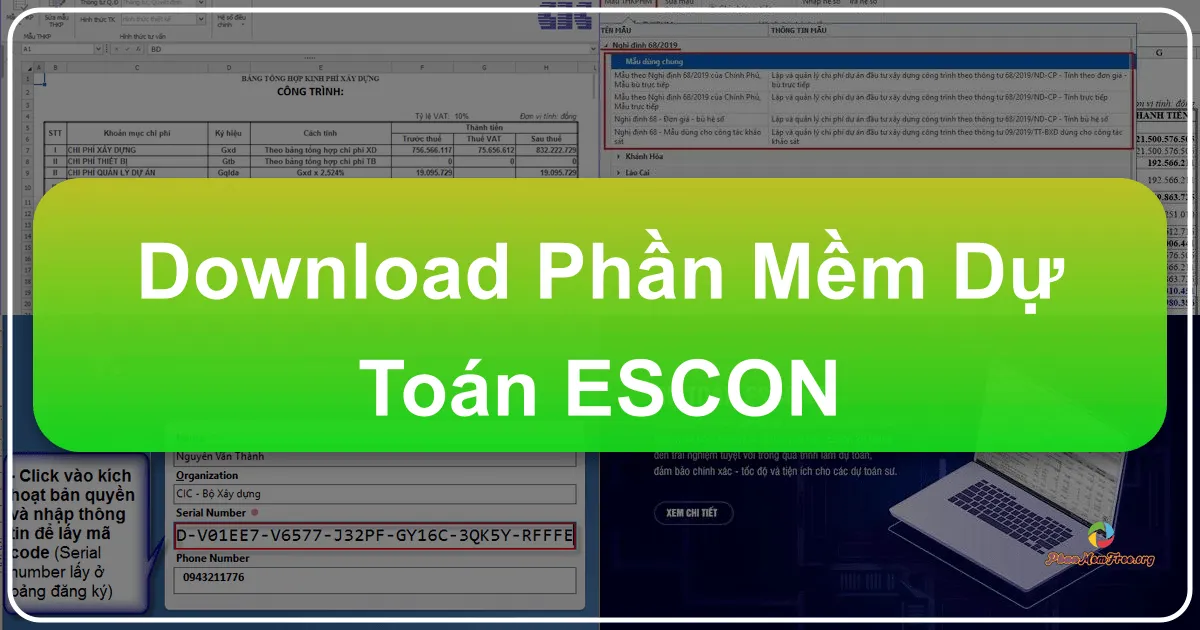 Download Phần Mềm Dự Toán ESCON