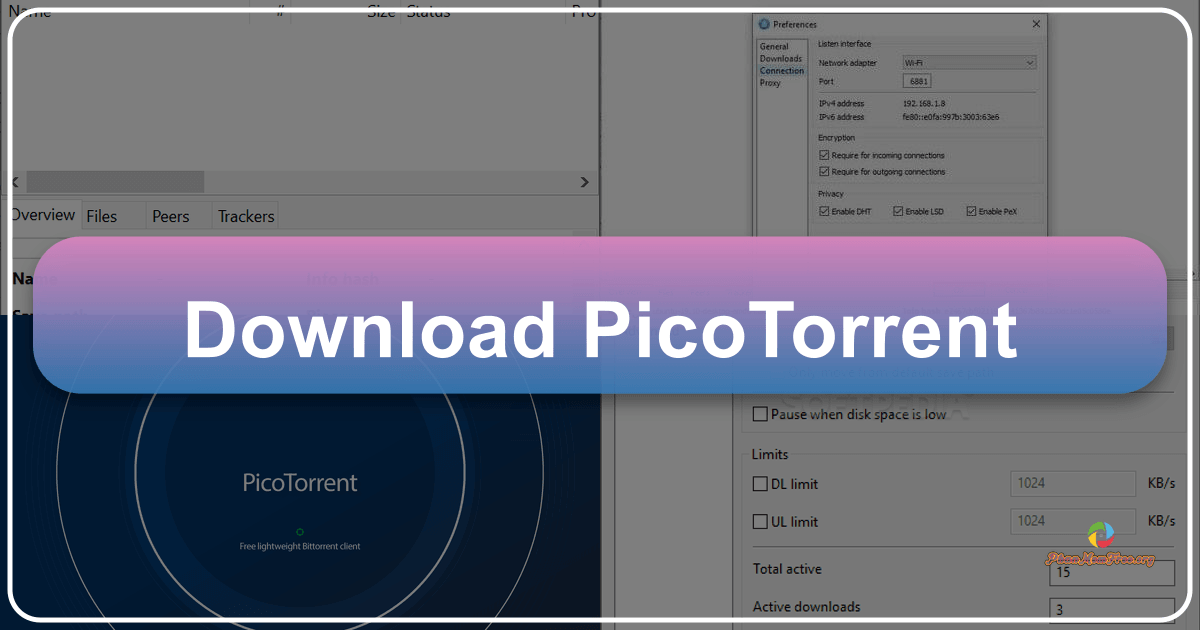PicoTorrent: a lightweight, free Windows torrent client offering simplicity and efficiency for users. /images/download-picotorrent.png