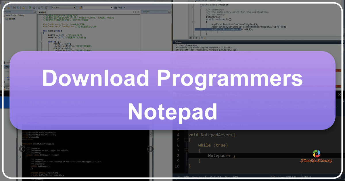 Programmers Notepad is a free, lightweight text editor for coding with a simple interface and robust feature set. /images/download-programmers-notepad.png
