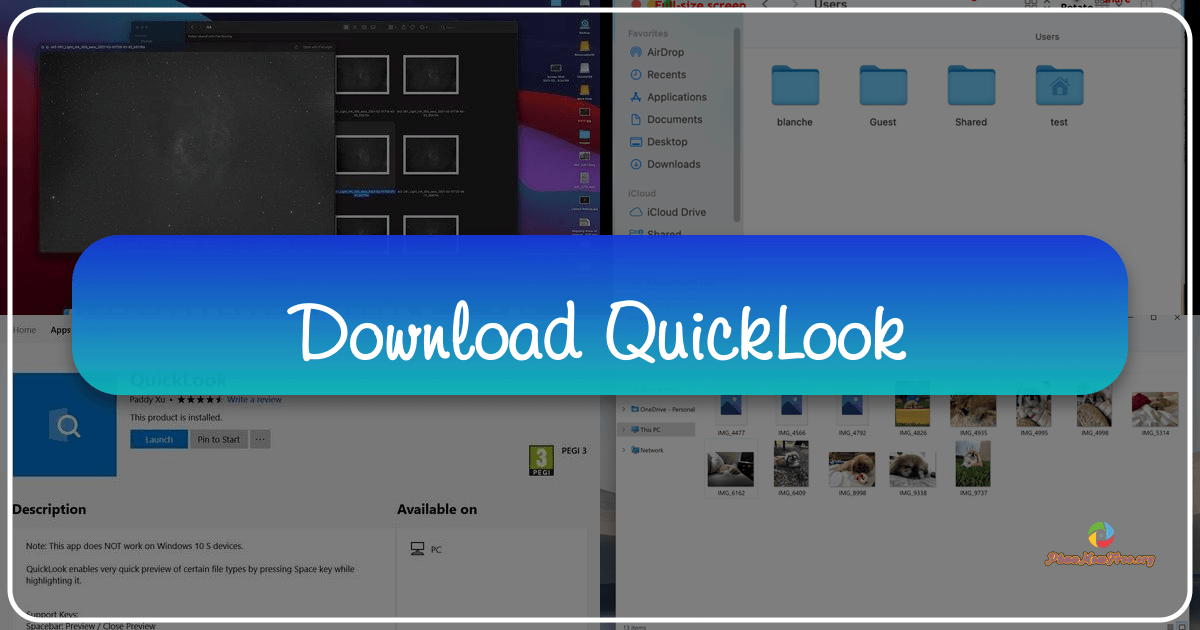 QuickLook: A Windows app for rapid file previews, enhancing productivity with a simple keystroke functionality. /images/download-quicklook.png