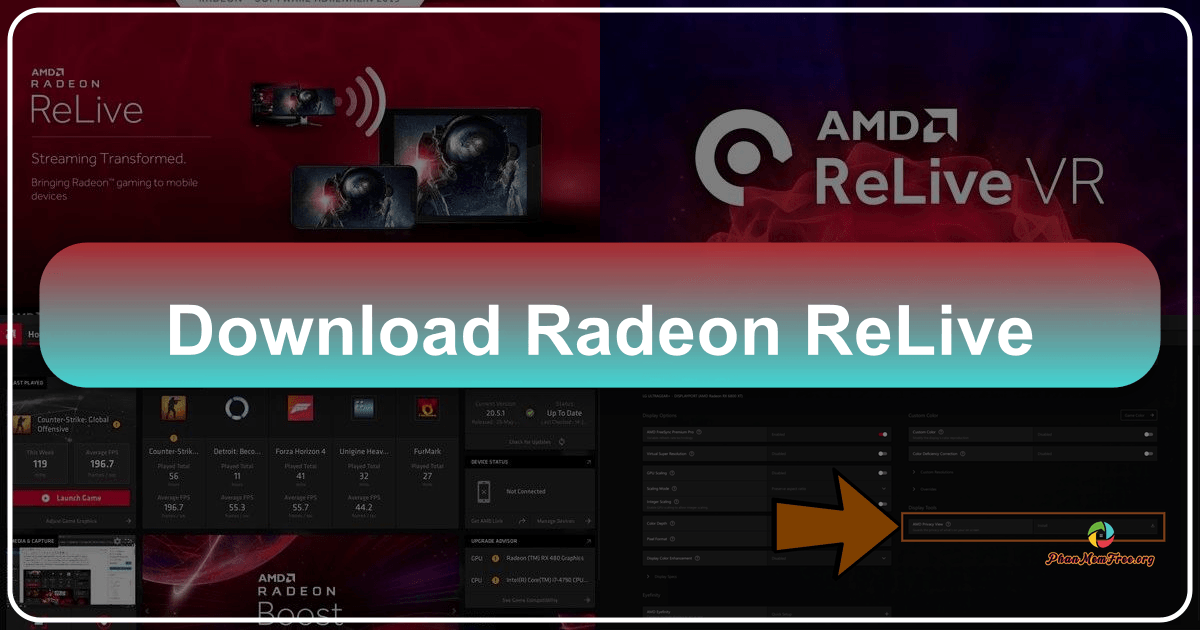 Radeon ReLive: Free streaming software for AMD users with seamless recording and streaming capabilities. /images/download-radeon-relive.png