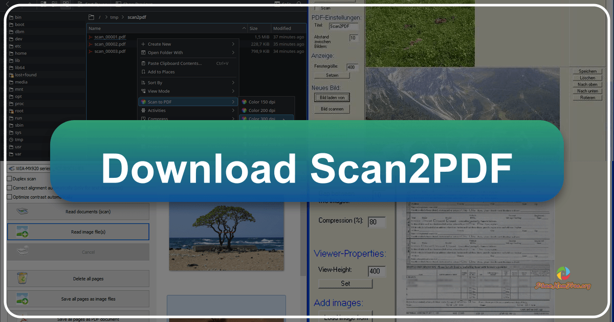 Scan2PDF: A simple, free Windows tool for converting images to PDFs with limited features and an outdated interface. /images/download-scan2pdf.png