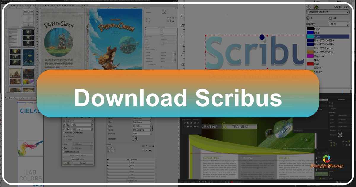 Scribus: a free, open-source desktop publishing software with robust features and cross-platform compatibility. /images/download-scribus.png