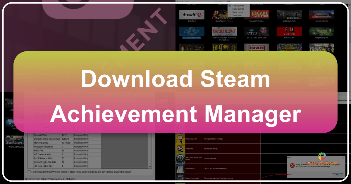 Exploring Steam Achievement Manager's features, risks, and alternatives for gamers seeking to manage their Steam achievements effectively and safely. /images/download-steam-achievement-manager.png