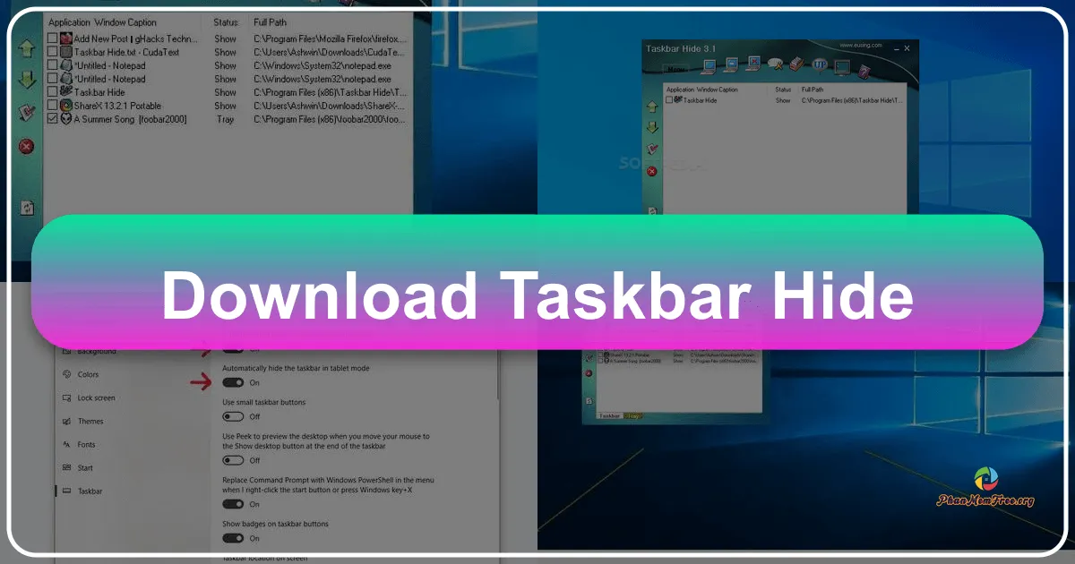 Ẩn/Hiện Thanh Tác Vụ Windows với Taskbar Hide 2.0