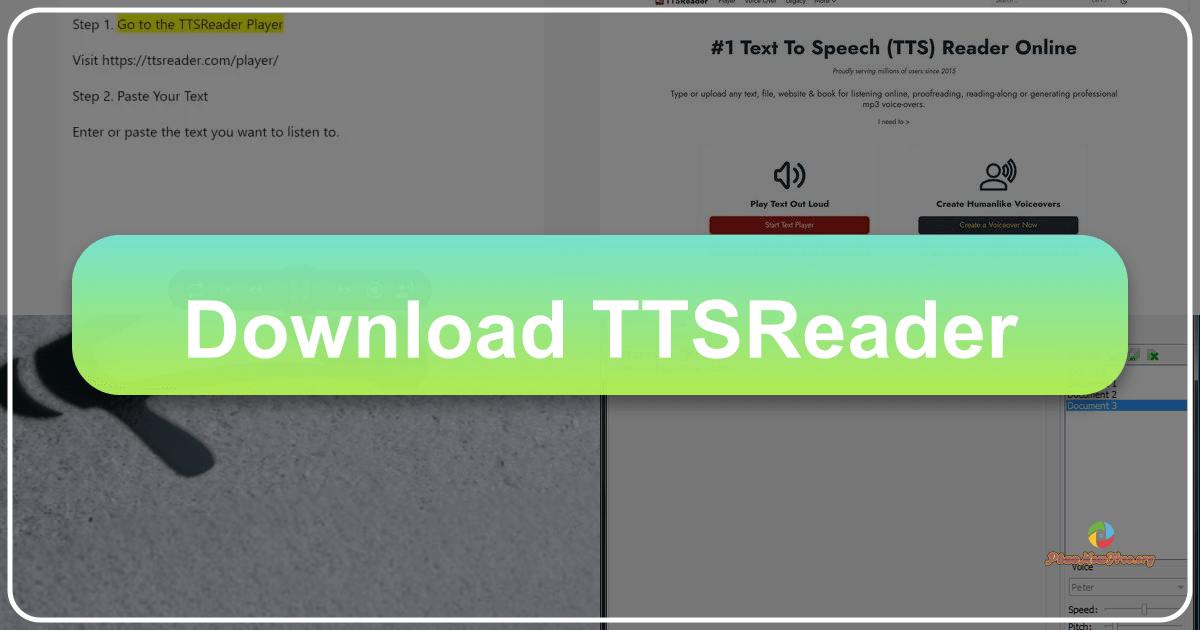 TTSReader: A free text-to-speech software for Windows with customizable voices and export options for audio files. /images/download-ttsreader.png
