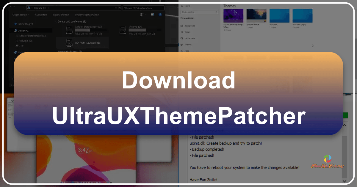 UltraUXThemePatcher enables custom Windows themes, enhancing visual appeal and user experience with ease and safety features. /images/download-ultrauxthemepatcher.png