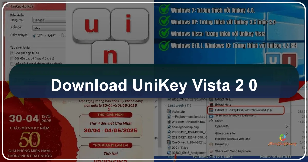UniKey Vista 2.0: Phiên bản mô phỏng của bộ gõ tiếng Việt nổi tiếng